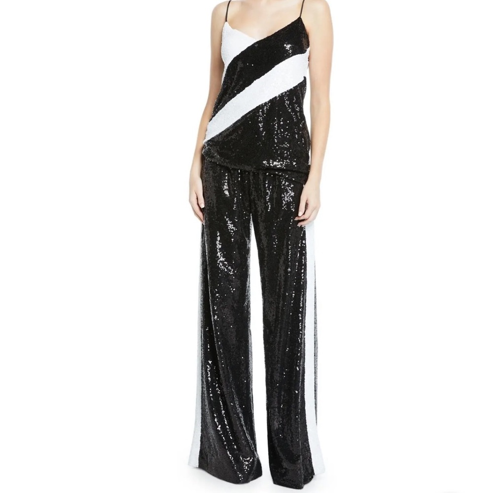 PRABAL GURUNG Sequined Side-Stripe Wide Leg Pants